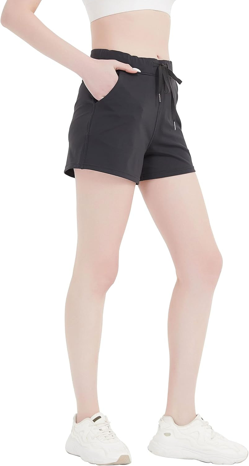 Women Workout Running Shorts 2 in 1 Active Yoga Gym Sport Shorts with Pockets