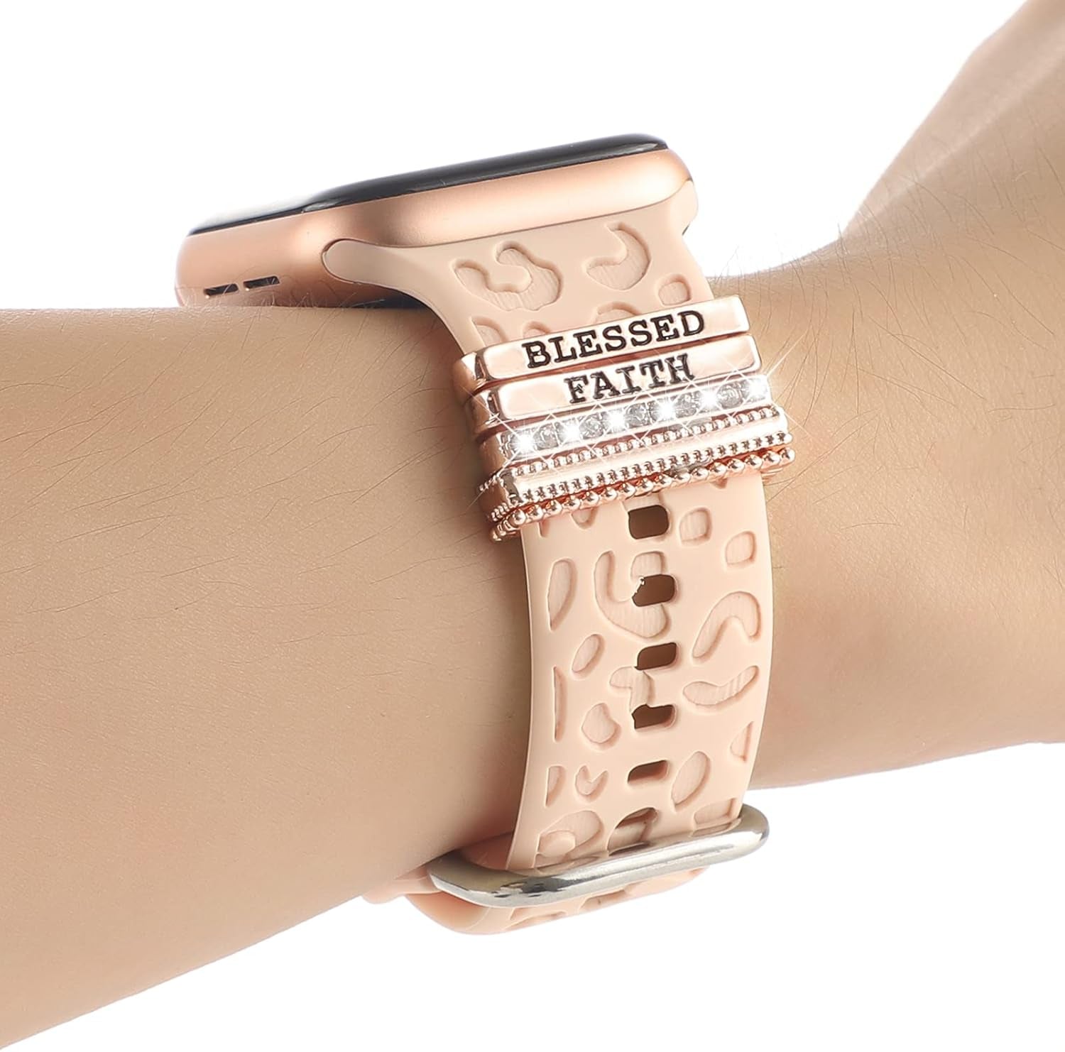 Decorative Rings Loops Compatible with Apple Watch Silicone Bands Charms 49Mm 46Mm 45Mm 44Mm 42Mm 41Mm 40Mm 38Mm Iwatch Series 11 10 9 8 7 SE 6 5 4 3 Watchband Metal Diamond Charms Accessories (No Band)